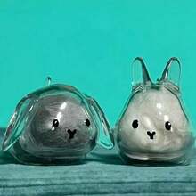 1 Standing Cat Rabbit Fur Ball Storage Pendant, Transparent Pet Fur Capsule Keychain, Pet Commemorative Twist Egg Bag Pendant Keychain - A - 查看 5
