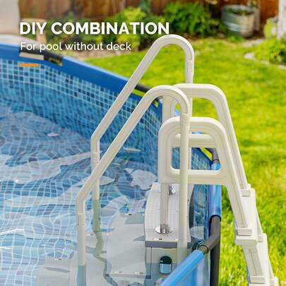 5 Step Ladder With Handrails Of 300 Lbs Capacity 44in Outdoor Swimming Pool