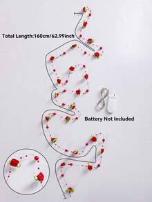 1 Set Rose Flower String Lights With Pearls, No Battery Included, Artificial Floral Fairy Lights, Rose Wreath Lights, Suitable For Tabletop Centerpiece Decor, Wedding Party, Valentine's Day Gift, Romantic Room Aesthetic, Farmhouse Style Accessory, Indoor Home Garden Patio Decor, Bridal Shower Party Anniversary Decoration, Retro Bedroom Living Room Wreath Lights - Multicolor - View 13