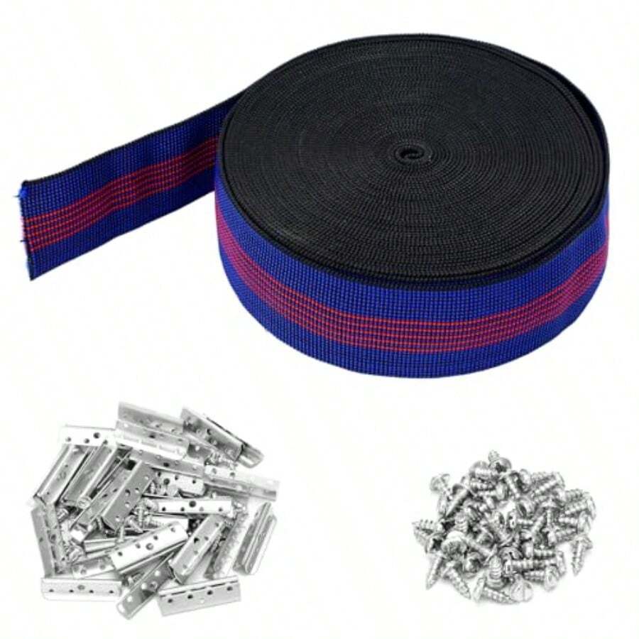 Kit de repuesto de correas para silla de 2 pulgadas de ancho x 40 pies 2 pulgadas de ancho x 40 pies para reparación de correas de tapicería para sofá silla muebles de patio kit de - Azul - Ver 1