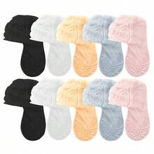 1/5/10 Đôi tất nữ mùa hè viền ren Lolita, ren hoa mỏng, rỗng, chống trượt, trong suốt, kiểu thuyền, mềm mại - Nhiều màu - Xem 15