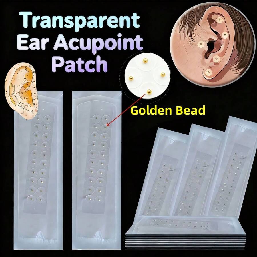 60 adesivos dourados transparentes para acupuntura auricular, ideais para massagem nas orelhas e cuidados com o corpo. - multicolorido - Ver 1