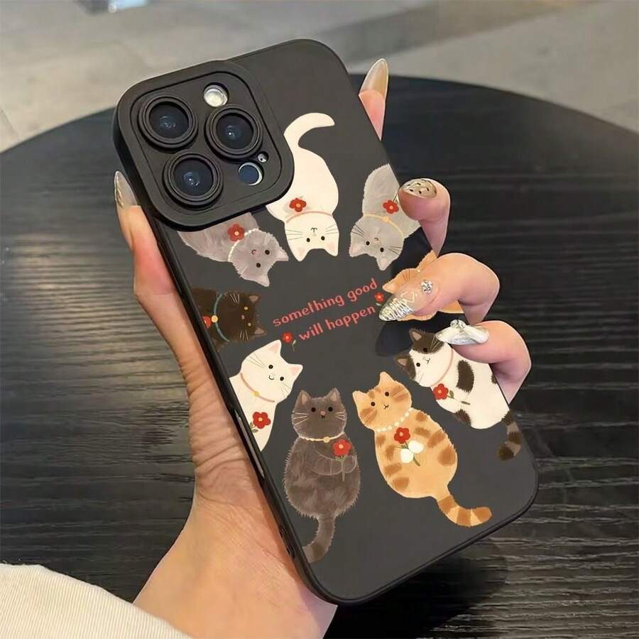 1个新款可爱猫咪天使眼亲肤防摔TPU手机壳，兼容 17、11、16 Pro Max、16 Pro、16、15 Pro Max、14 Pro Max / Galaxy S25系列、A16 / Honor X6A、X7B、X8B / 13C、Note 13 - 黑色 - 查看 1