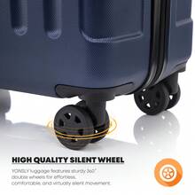 YONSLY 4-Piece Wheeled Suitcase Set With 360° Wheels, Combination Lock, Robust Double Zipper, Mesh Pocket, Soft Rubber Handle, 16/20/24/28 Inch Trolley Suitcase, Hard Shell Carry-On Luggage Set (4-Piece Set, S, M, L & XL) - 深藍 - 查看 4
