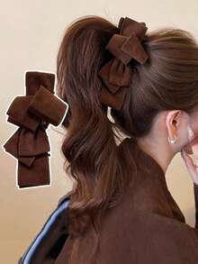 1Pc Velvet Bow Hair Clip Cute Simple Hairpins Barrettes Fashion Party Birthday Hair Accessories - Multicolor - View 2