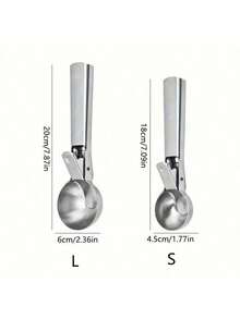 1pc Stainless Steel Ice Cream Scoop With Trigger, Watermelon Seed Spoon, Baking Dough Spoon, Reusable Kitchen Tool, Suitable For Home, Restaurant, Wedding, Party And Dorm Use - Multicolor - View 9