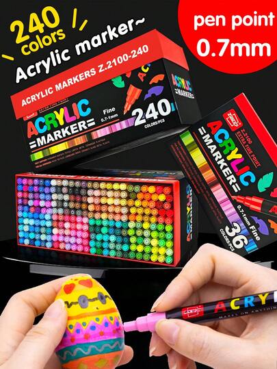 2100 Acrylic Paint Markers, 36/60/84/120/168/240/260 Colors Available, 0.7mm Super Fine Tip, High Coverage, Suitable For Rock Painting, Ceramic, Wood, Plastic, Canvas, Glass, Card Making, DIY Crafts And Art Supplies, Also Applicable For School Supplies And Back To School Season
