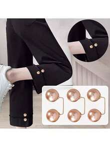 Pearl Pant Leg Clips - Invisible Pant Leg Fixers, No-Sew Pant Leg Clips To Prevent Dragging. Suitable For Sun Hat/Bucket Hat Cord Clips, Invisible Pant Leg Shortening Fixers To Prevent Pant Leg Dragging, Hidden Button-Style Leg Fixing Device For Pants, Skirts, Jeans To Prevent Dragging - Multicolor - View 3
