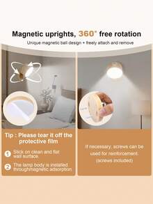 LED Double-Sided Touch Control Wall Lamp, 3 Lighting Modes: White, Warm, Neutral, Suitable For Room, Living Room, Hallway, Corridor, Office, Study, Bedside Nightlight, Wall Lamp & Table Lamp 2-In-1 - Touch Lights - View 6