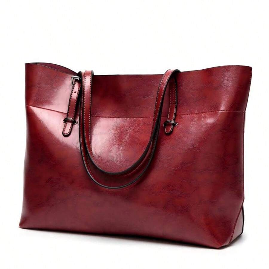 PU Leather Waterproof Handbags Clutches Bags Large Bag Ladies Tote Bag Shoulder Bags For Women Bags For Work Shopping Bag - Màu Đỏ Sâu - Xem 1