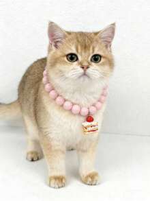 1pc Fashionable Sweet Style Faux Pearl Material Resin Cat & Dog Beaded Necklace Choker Accessory, Pet Cute Neck Chain Collar - Multicolor - View 7