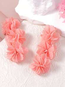 一对夸张时尚布艺花朵耳坠，春夏百搭日常佩戴，适合女性 - 布藝花朵 - 查看 4