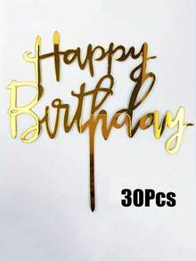 10/20/30pcs Happy Birthday Acrylic Cake Topper, Suitable For Decorating Birthday Cakes, Birthday Parties, Anniversaries, Valentine's Day Cakes, Modern Letter Shaped Cake Decorations, Creative Gifts For Family And Friends, Applicable For Birthday, Mother's Day, Summer, Perfect For Birthday Theme Party Decor - Multicolor - View 11