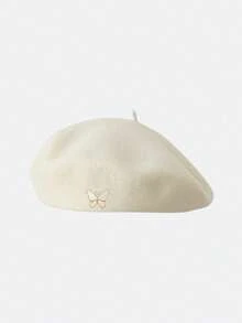 1 pièce Béret classique en fausse perle, accessoire essentiel pour l'automne/l'hiver, casquette polyvalente de type newsboy, design mode et minimaliste, été, plage - Multicolore - Voir 4