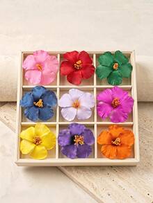 9 件装夏威夷芙蓉花发夹，多色人造热带花卉发卡，适合女性女孩度假、夏威夷派对、夏季海滩等场合佩戴。 - 彩色 - 查看 3
