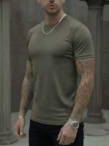 PLAIN ROUND NECK SHORT SLEEVE T-SHIRT - Jasper Green - View 2