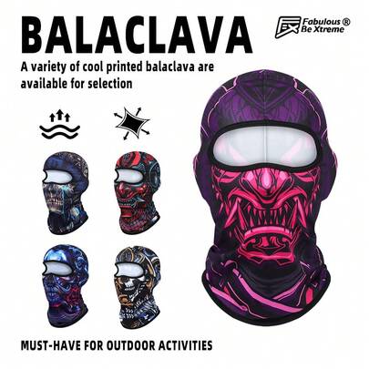 Fabulous Be Xtreme Máscara facial para ciclismo al aire libre con estampado de demonio CS25-GT(81-90)