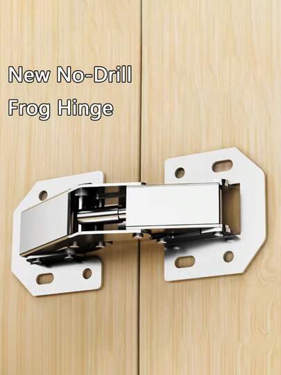 10Pcs/4Pcs Metal Modern Cabinet Door Frog Hinges,Easy To Install, 90 Degree No-Drilling Hole Cupboard Door Buffer Hinge For Home Kitchen Furniture Hardware Various Cabinet Doors (Without Screws)
