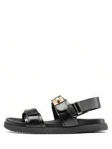 Flat Sandals For Women Comfortable Open Toe Summer Sandals Adjustable Fashion Cute Casual Sandals Shoes - màu đen - Xem 6