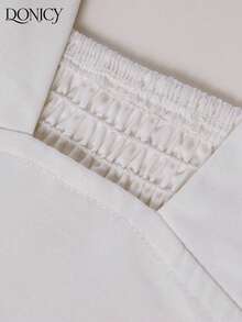 DONICY Women's White Halter Mini Dress, Smocked Back Deep V Neck Flared Skirt Dress, Summer Casual Beach Dress - White - View 4