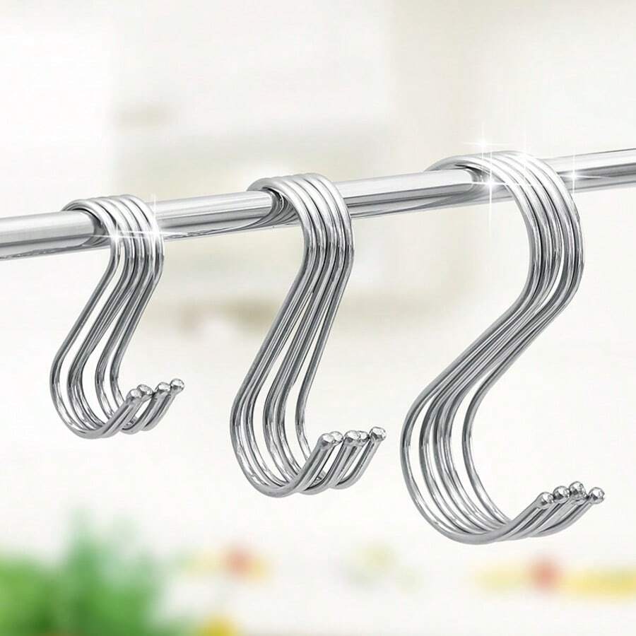 1 Stück Edelstahl S-förmiger Haken, Mehrzweck Metallaufhänger, geeignet für Küchenutensilien, Blumentöpfe, Werkstatt, Geschirr, Kleidungsstücke, Badezimmer, Handtücher, Gartenpflanzen und Gartenzubehör