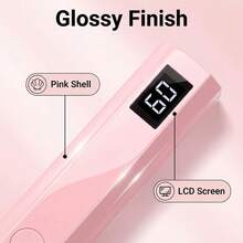 ‌LCD Handheld UV/LED Nail Lamp - Mini Gel Nail Polish Curing Light, Portable Cordless Rechargeable With 180mAh Battery, Hybrid Light, Fast-Curing - Pink - View 4