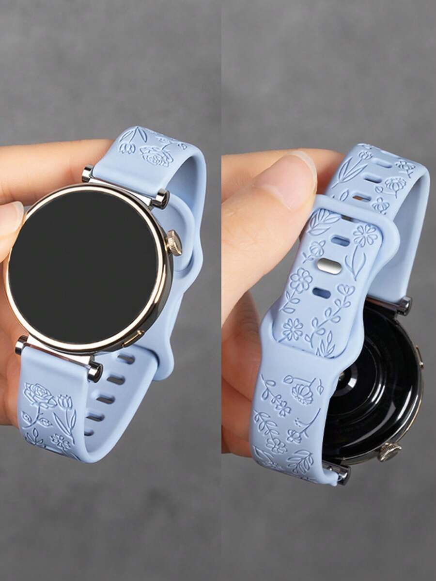 1pc 18mm/20mm/22mm Silicone Watch Band, Compatible With Samsung Galaxy Watch 3/4/5/6 40mm 44mm Classic, 43mm 47mm, GT6 GT5 GT4 GT 3/2 46mm, Unisex - Baby Blue - View 1