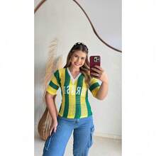 Brazil Jersey, Tricot, V-Neck, Premium Openwork Knit, Modern Look To Cheer On The 2026 World Cup In Style - 彩色 - 查看 6
