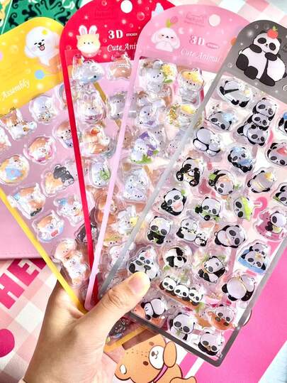 Nekoni Cute Animal Cartoon 3D Embossed Stickers, Diary Scrapbooking DIY Decorative Stickers, School & Office Supplies, Gifts