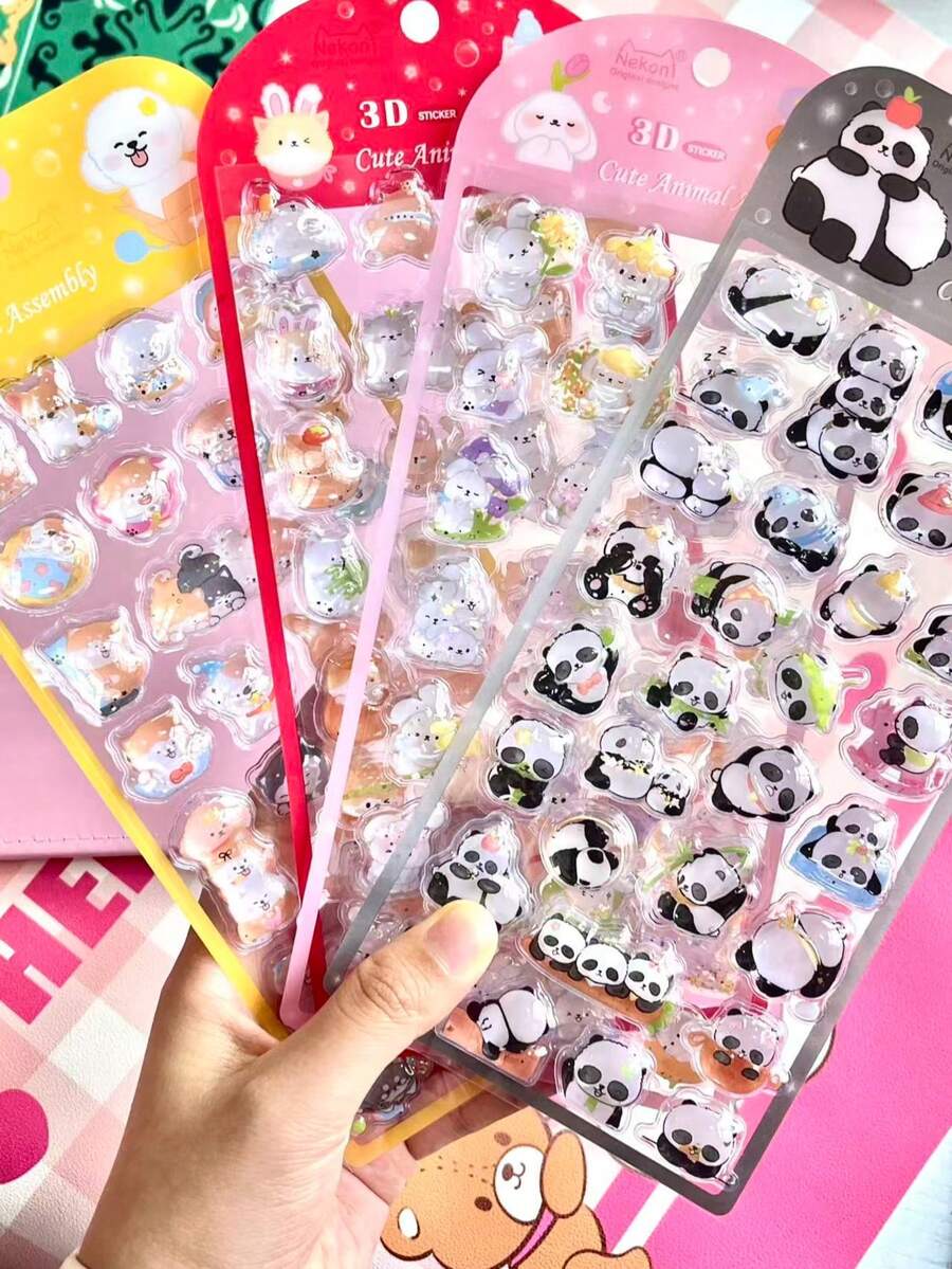 Hình dán hoạt hình động vật dễ thương Nekoni dập nổi 3D, hình dán trang trí sổ nhật ký, album ảnh DIY, đồ dùng học tập & văn phòng phẩm, quà tặng. - Nhiều màu - Xem 1