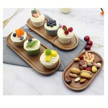 Oval Wooden Serving Tray, Food Party Decor, Small Bowl, Long Platter, Wooden Plate, Home Decor, Cheese Board, Cake & Dessert Plate, Appetizer Dish - Brown - View 2