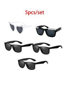 1/2pcs/Set Vintage Style Groom & Bride Heart Shaped Glasses Set - Suitable For Black & White Wedding Party, Bridal Shower Gifts, Couple Photo Props, Romantic Event Essentials - Multicolor - View 21
