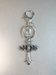 1pc Women Fashion Alloy Rhinestone Cross Charm Key Chain Car Accessories Bag Charm School Cute Goth Y2k - Multicolor 2 - View 2