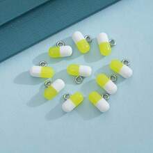 10 mặt dây chuyền hình viên thuốc nhỏ, phụ kiện trang sức bằng nhựa, nguyên liệu tự làm khuyên tai và vòng cổ. - Thuốc tự chế - Xem 10