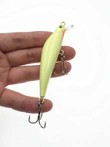 1pc 8cm/8g Luminous Minnow Fishing Lure, Floating Freshwater Bait For Night Fishing Perch, Bass, Crappie - Green - View 2