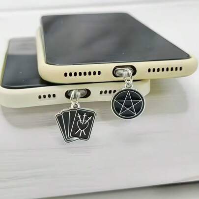 1 chiếc móc khóa điện thoại/nút chặn bụi hình lá bài ma thuật/ngôi sao huyền ảo/mới năm 2026, phù hợp với đầu đọc Lightning (5-14)/Type-C, sáng tạo và độc đáo.