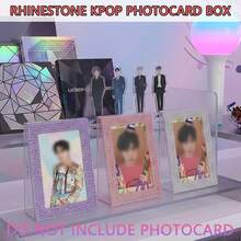 Soporte de exhibición de tarjetas decorado con brillo y cristales de estilo K-Pop, Soporte de acrílico para tarjetas fotográficas de K-Pop, Marco de fotos de escritorio para colección y almacenamiento de tarjetas K-Pop, Organizador de almacenamiento y exhibición de tarjetas K-Pop, Adecuado para regalos de ídolos, colecciones de juegos de cartas, reuniones y eventos de fanáticos, juegos y actividades de fiestas familiares y de amigos, celebraciones navideñas. - Expositor de diamantes de imitación - Ver 4