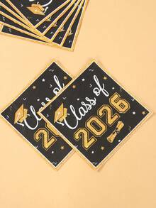 16pcs 2026 Graduation One-Time Paper Napkins, Black & Gold Disposable Napkins With Graduation Cap And Diploma Pattern, Graduation Party Tableware Napkins, Graduation Party Supplies, Congratulations Graduation Party Decorations, Graduation Celebration, Home Decor, Kitchen Decor, Tabletop Decor, Graduation Decorations - Black Gold - View 7