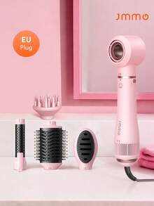 JMMO 5-In-1 Hot Air Styler Set, Hair Dryer Brush, High-Speed Frizz-Free Blow Dryer For Fast Drying, Curling Volumizing Smoothing & Styling, Hair Styler, Straightening Curler, Pink-EU Plug - EU C Type Plug(220-240V) - View 1