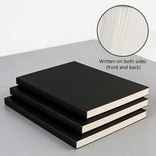 A5 Blank Black Cardstock Notebook, 368 Pages High Capacity, Minimalist Writing Journal - Black - View 3
