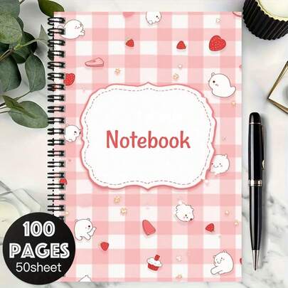 Sổ tay lò xo 100 trang hình gấu hoạt hình dễ thương và dâu tây kẻ caro, dung lượng lớn, tiện dụng cho công việc và học tập. Thiết kế bìa tinh tế, phù hợp để ghi chép học tập, làm kỷ niệm tốt nghiệp, nhật ký sinh nhật, lên kế hoạch hàng ngày và ghi chú. Cũng là một lựa chọn quà tặng tuyệt vời!