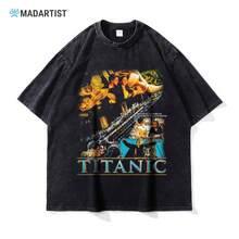 Nueva y popular camiseta de la marca MADARTIST con estampado de la película , lavada y desgastada, estilo vintage de calle, de manga corta para hombre. - 1 - Ver 3