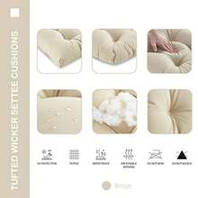 Cojines de Mimbre para Uso Exterior e Interior Todo Tipo de Clima 3 Piezas 1 sofá de Dos plazas y 2 Cojines Impermeables en Forma de U para Muebles de Patio sofá de Mimbre y Color Beige - Beis - Ver 3