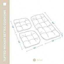 Cojines de Mimbre para Uso Exterior e Interior Todo Tipo de Clima 3 Piezas 1 sofá de Dos plazas y 2 Cojines Impermeables en Forma de U para Muebles de Patio sofá de Mimbre y Color Beige - Beis - Ver 4