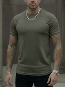PLAIN ROUND NECK SHORT SLEEVE T-SHIRT - Jasper Green - View 1