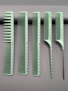 5pcs Professional Hair Cutting Comb Set, Salon Hairstylist Essential Styling Combs With Measurement Scale, Precise Hair Trimming Tool For Home Use - Multicolor - View 4