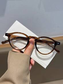 1 Cặp kính gọng tròn nhỏ bằng nhựa, không viền, kiểu dáng unisex, họa tiết hình học, thời trang cổ điển, đa năng, phù hợp đeo hàng ngày khi đi làm hoặc đi học, kính dùng máy tính. - Nhiều màu - Xem 3