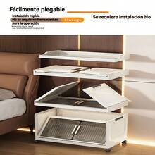 Un elegante armario con un acabado mate blanco y tiradores de piel sintética que ofrece un almacenamiento discreto para el salón, el dormitorio o el pasillo. Una solución de almacenamiento moderna para salones o dormitorios: el armario plegable de 37 cm sirve como aparador, estantería o mueble de almacenamiento. - Blanco - Ver 7