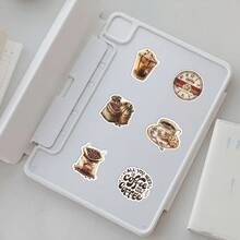 50 Hình dán với hình vẽ nguệch ngoạc dành cho người yêu cà phê - Chất liệu vinyl chống thấm nước, thích hợp cho máy tính xách tay, bình nước, sổ tay, vali, v.v. - Một món quà DIY thú vị cho sổ lưu niệm với hình ảnh hoạt hình và các vật dụng trang trí sổ lưu niệm. - A - Xem 3