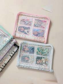 A5 Full Zip Budget Planner Wallet, PVC Clear Loose-Leaf Cover, 3" Photo/Card Holder Album - Multicolor - View 6